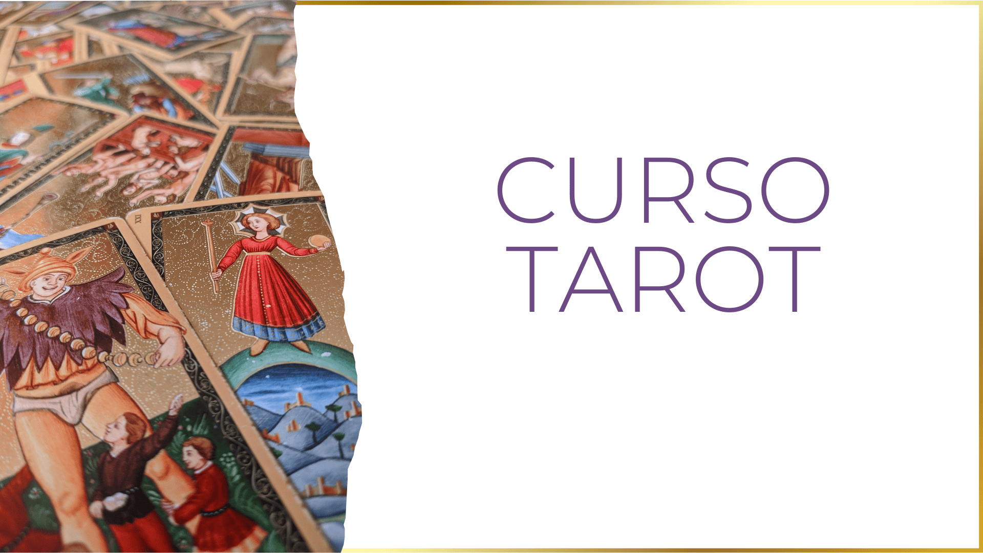 Portada del curso de Tarot Estensi Dorado del Renacimiento impartido por Úrsula Dulcinea, con ilustración del mazo dorado y símbolos renacentistas