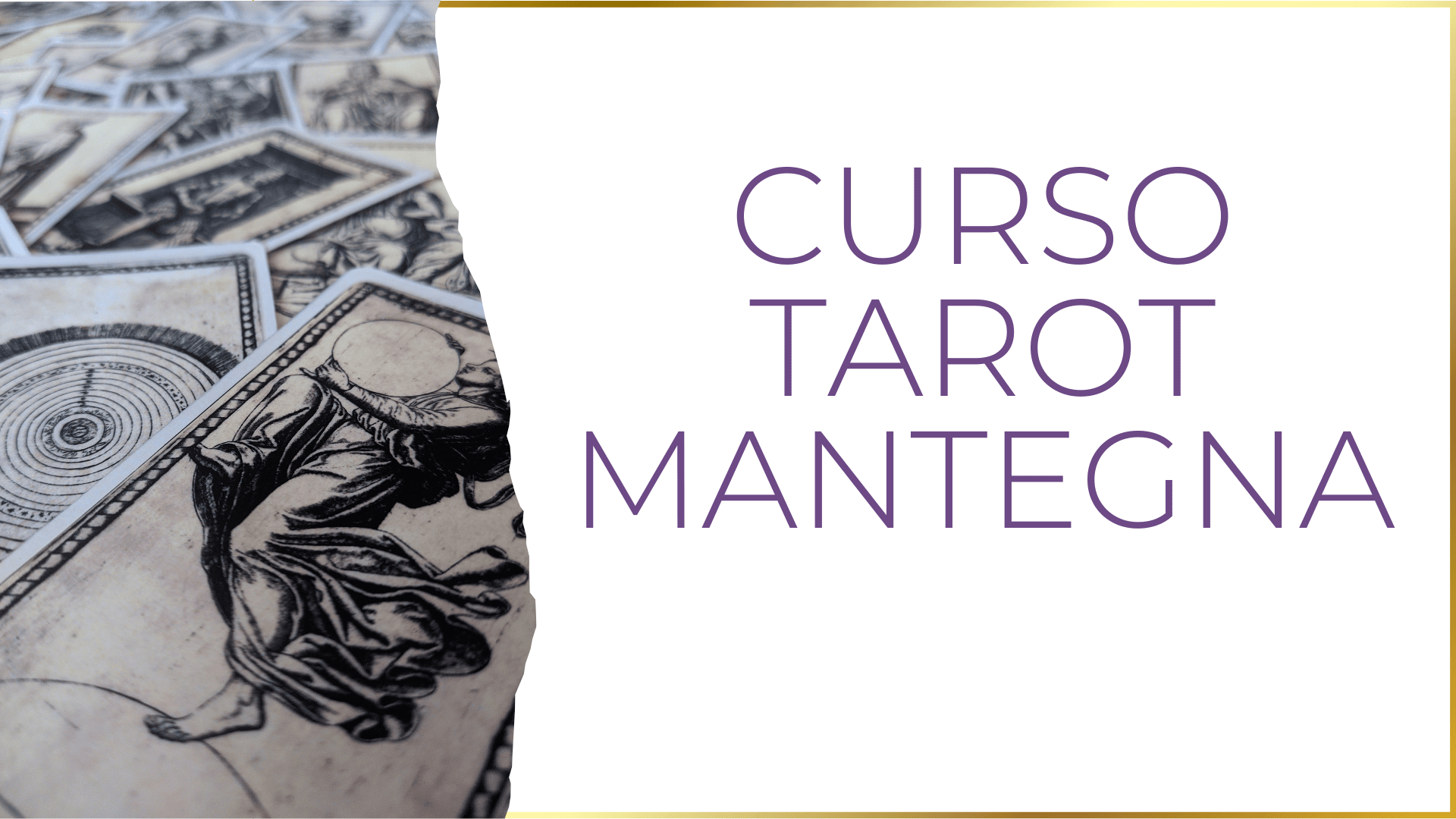Portada del curso de Tarot de Mantegna con ilustración de la carta Mantegna y símbolos renacentistas.